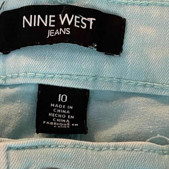Size 10 Nine West frayed hem stretch 5-pocket zipper front belt Christie Capri - Picture 14 of 14